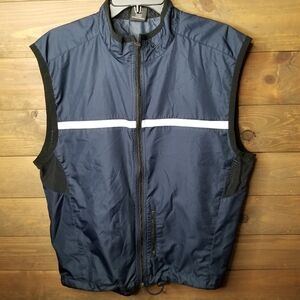 Vtg Nike Nylon Reflective Running Windbreaker Vest Navy Blue Lg